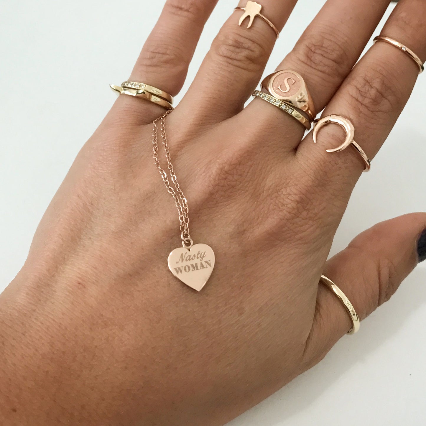 14K Gold Engravable Heart Necklace, Medium Size