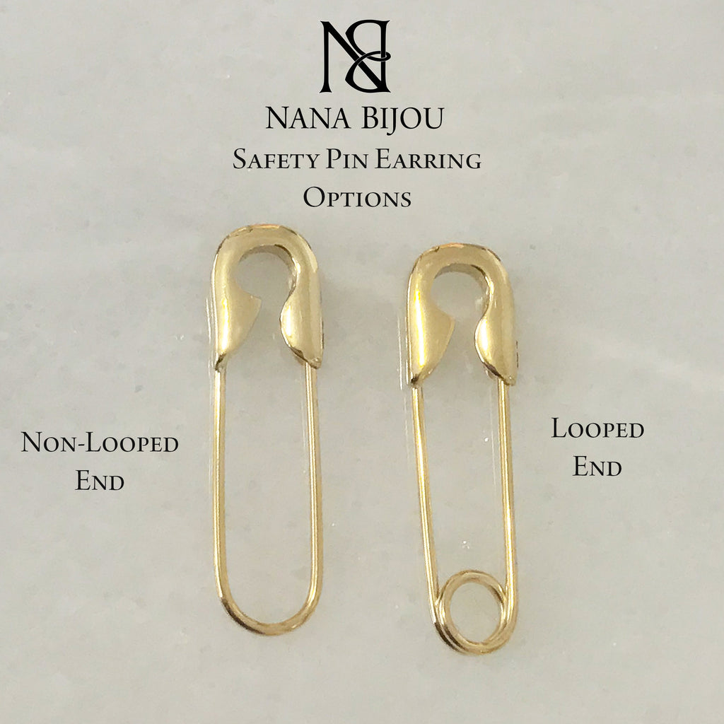 14K Gold Large Size Safety Pin Earring Looped End / Single Earring / 14K Rose Gold