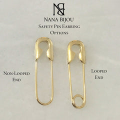 14K Gold Large Size Safety Pin Earring