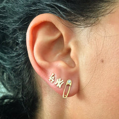 14K Gold "LA" Logo Initials Stud Earring