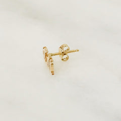 14K Gold Nameplate Stud Earrings, Old English Font