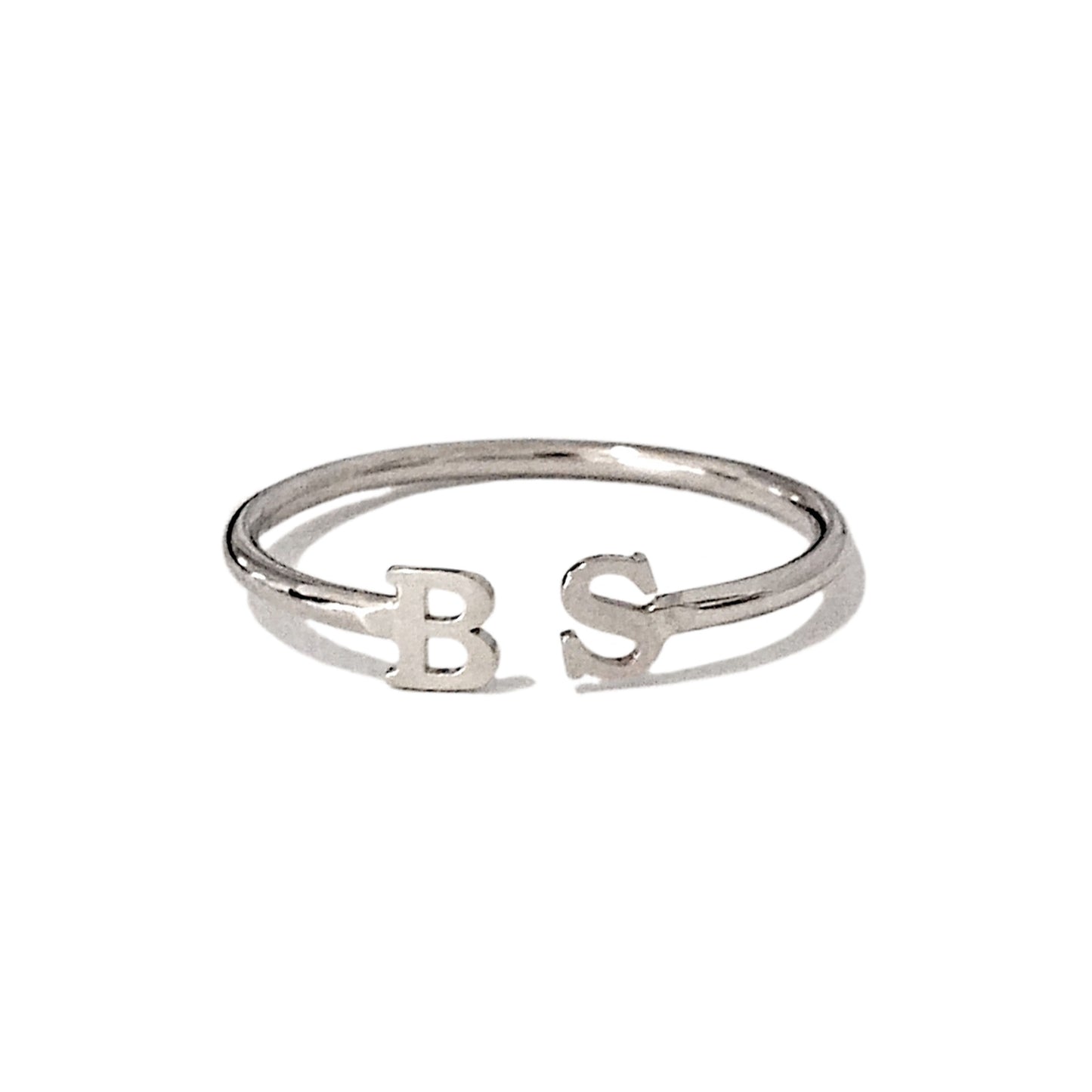 14K Gold Open Double Initial Letter Ring