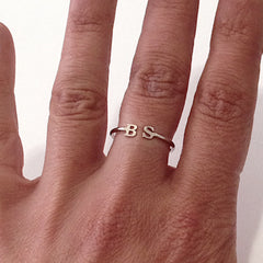 14K Gold Open Double Initial Letter Ring