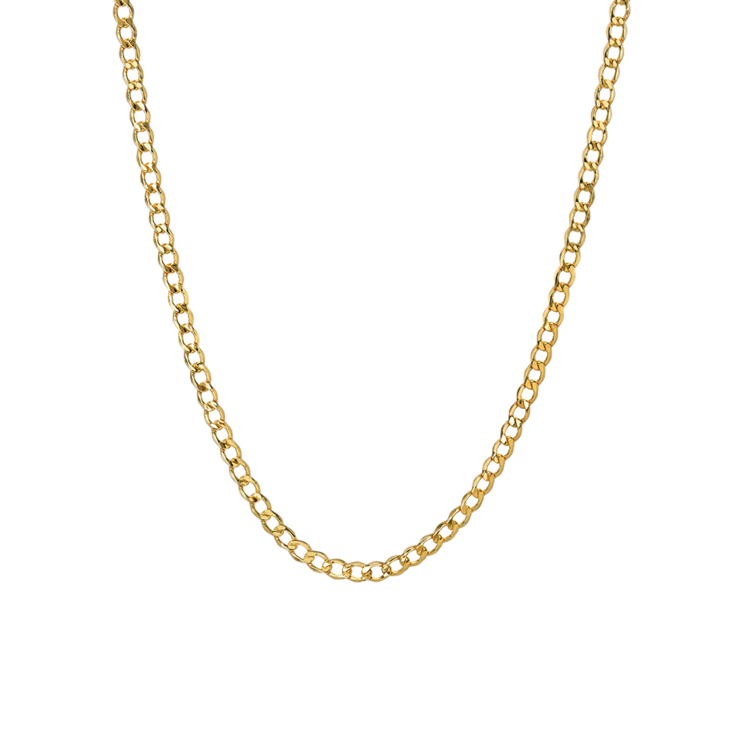 14K Gold Open Curb Link Chain Necklace, Large Size Link