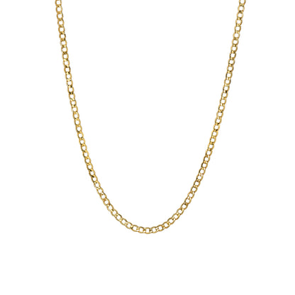 14K Gold Open Curb Link Chain Necklace, Small Size Link