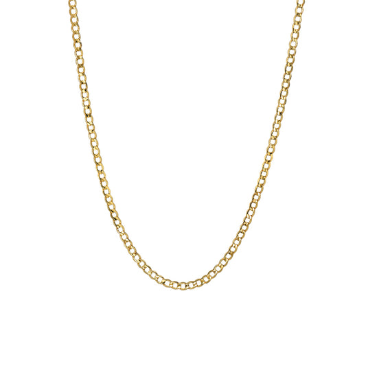 14K Gold Open Curb Link Chain Necklace, Small Size Link