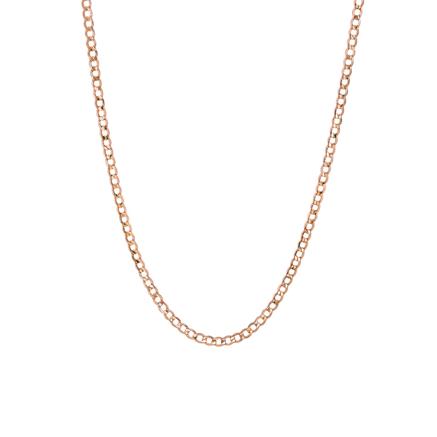 14K Gold Open Curb Link Chain Necklace, Small Size Link