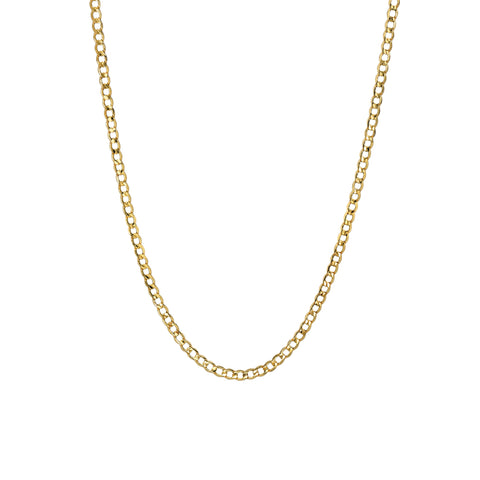 14K Gold Open Curb Link Chain Necklace, Small Size Link