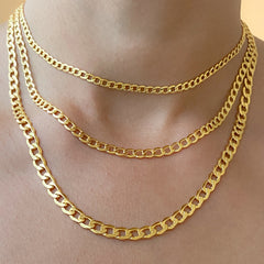 14K Gold Open Curb Link Chain Necklace, Medium Size Link