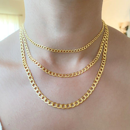 14K Gold Open Curb Link Chain Necklace, Small Size Link