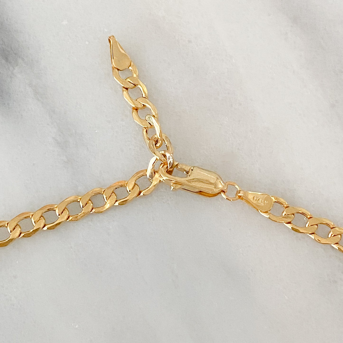 14K Gold Open Curb Link Belly Chain, Small Size Links