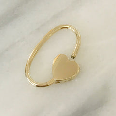 14K Gold Oval Shaped Carabiner Heart Lock Charm Necklace