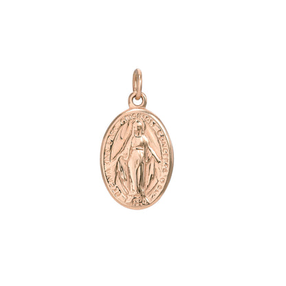 14K Gold Virgin Mary Miraculous Medal Charm Necklace