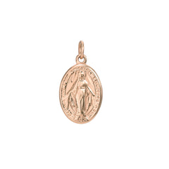 14K Gold Virgin Mary Miraculous Medal Charm Necklace