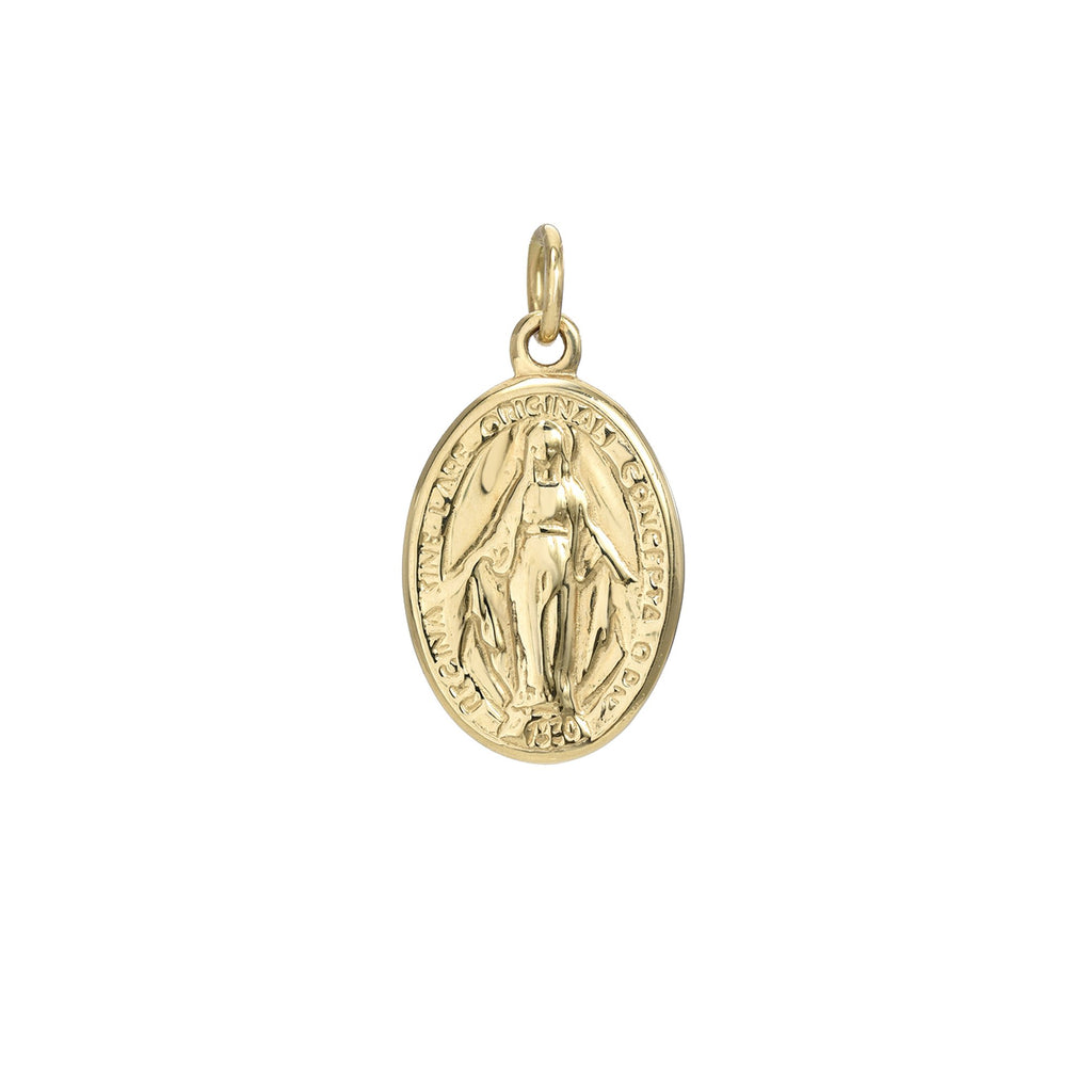 14K Gold Virgin Mary Miraculous Medal Charm Necklace ~ In stock!