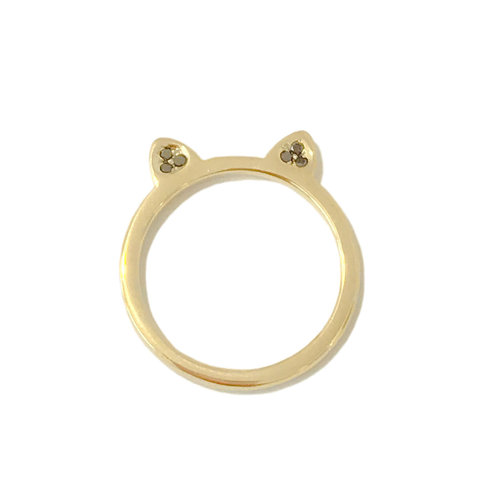 14K Gold Pavé Black Diamond Kitty Ring