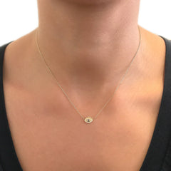 14K Gold Diamond Evil Eye with Lashes Necklace ~ XS Size