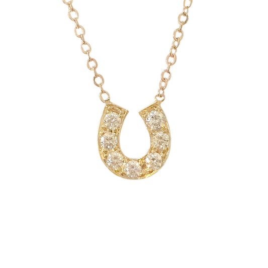 14K Gold Pavé Diamond Horseshoe Necklace ~ Small Size