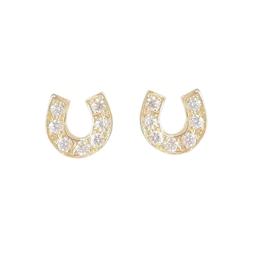 14K Gold Pavé Diamond XS Horseshoe Stud Earrings