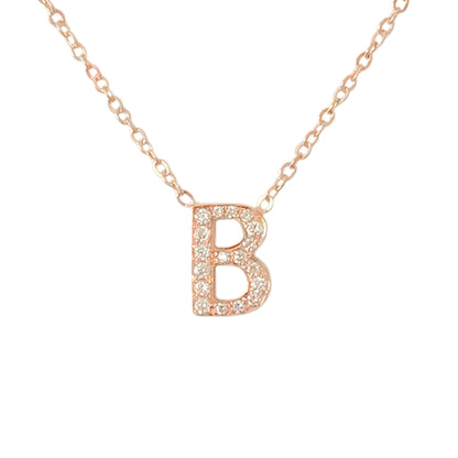 14K Gold Pavé Diamond Initial Charm Pendant Necklace