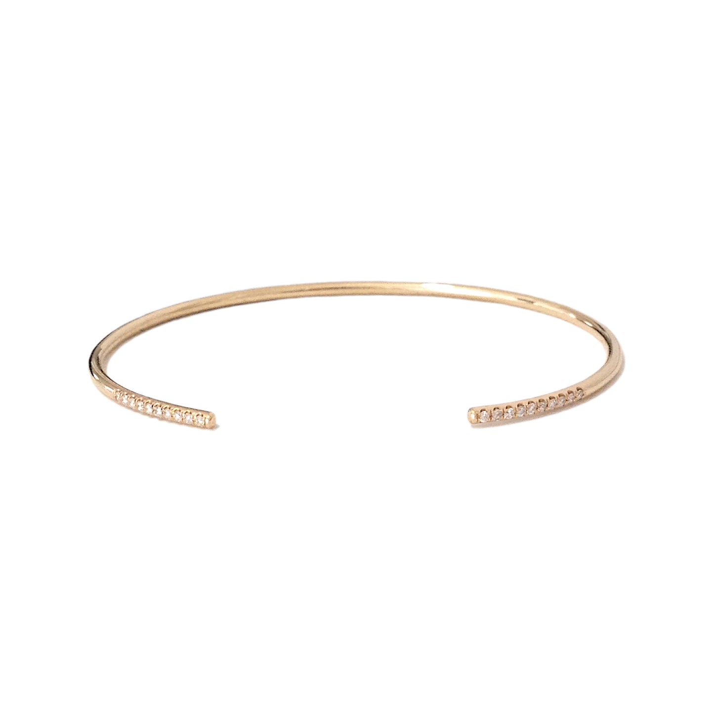 14K Gold Pavé Diamond Open Wire Cuff Bracelet