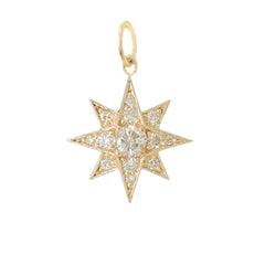 14K Gold Pavé Diamond Starburst Pendant Necklace, Large Size ~ In Stock!