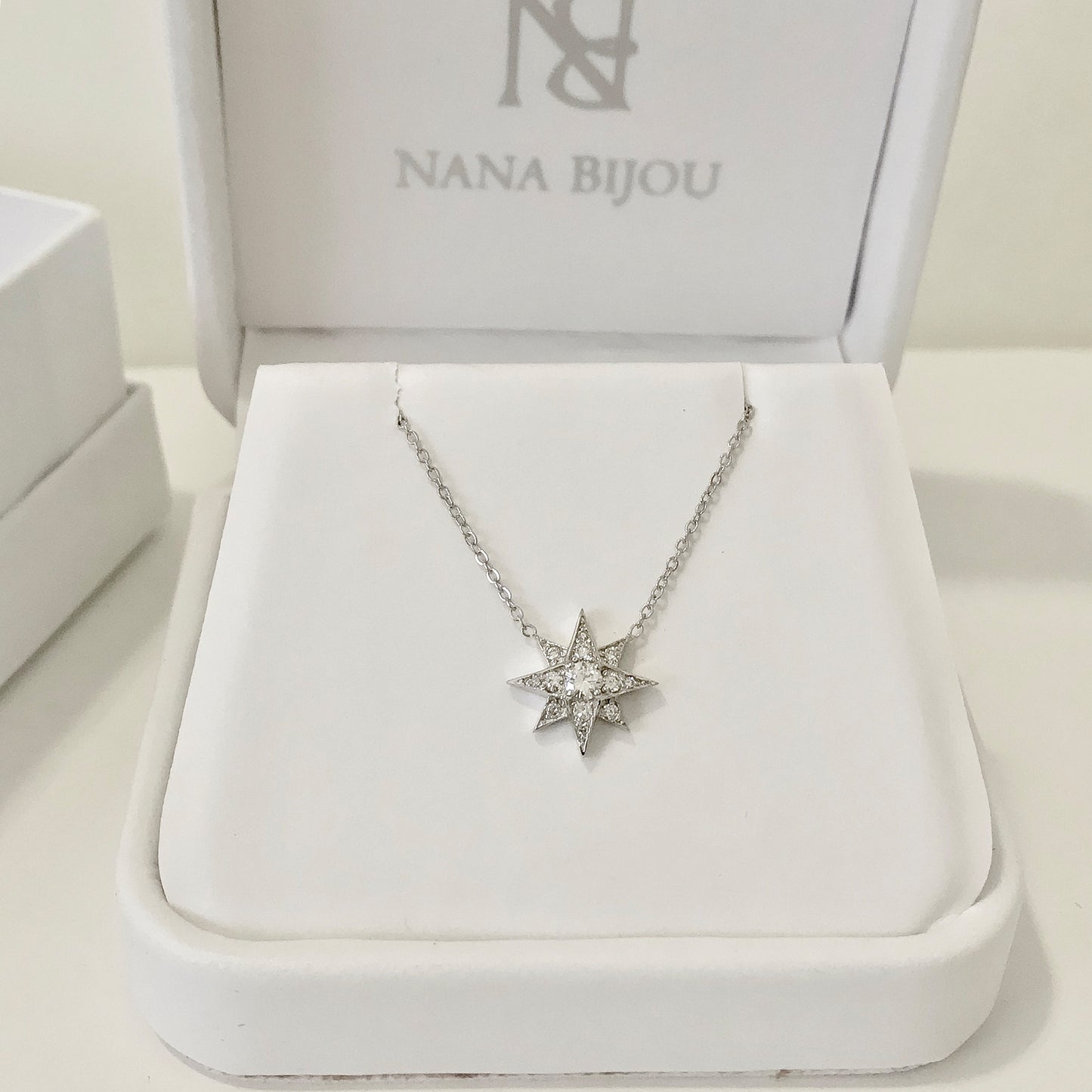 14K Gold Pavé Diamond Starburst Pendant Necklace, Large Size