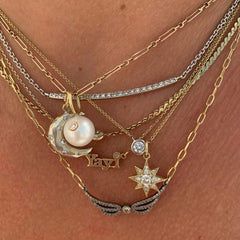 14K Gold Pavé Diamond Starburst Pendant Necklace, Large Size