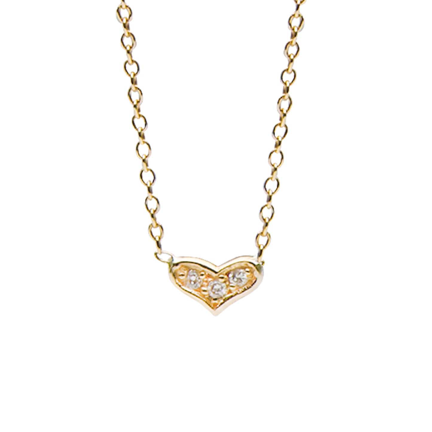 14K Gold Pavé Diamond Triple Sweetheart Necklace