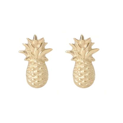 14K Gold Pineapple Stud Earrings