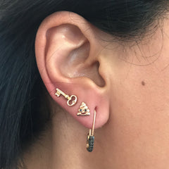 14K Gold XS Key Stud Earring
