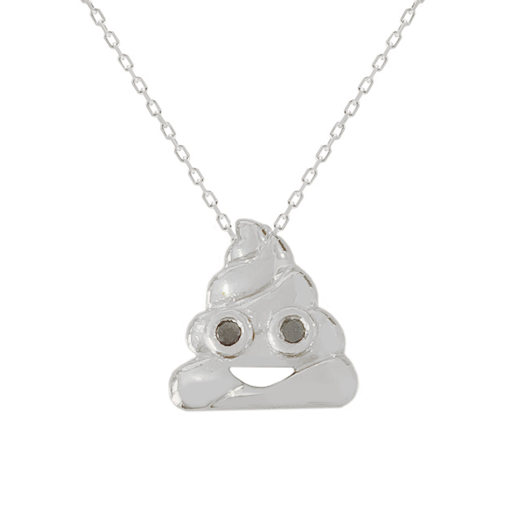 14K Gold Black Diamond Poop Emoji Necklace – Nana Bijou
