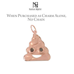 14K Gold Black Diamond Poop Emoji Necklace