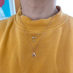14K Gold Pavé Diamond 'Fuck' Charm Pendant Necklace ~ Script Font
