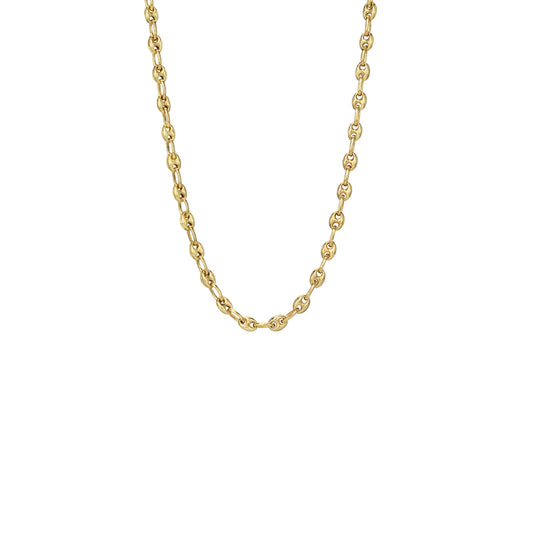 14K Gold Puffy Mariner Anchor Link Chain Necklace, 4mm Width