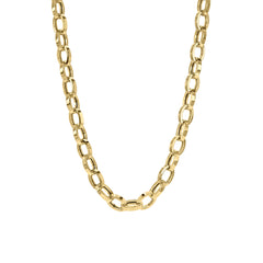 14K Gold Thick Flat Oval Rolo Link Chain Necklace, Large Size