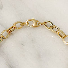 14K Gold Thick Flat Oval Rolo Link Chain Necklace, Large Size