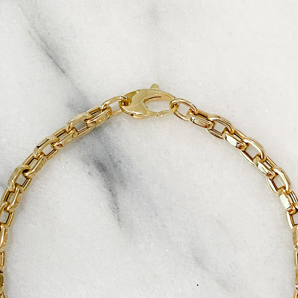 Thick Flat Oval Link 14K Solid Gold Italian Chain Link 