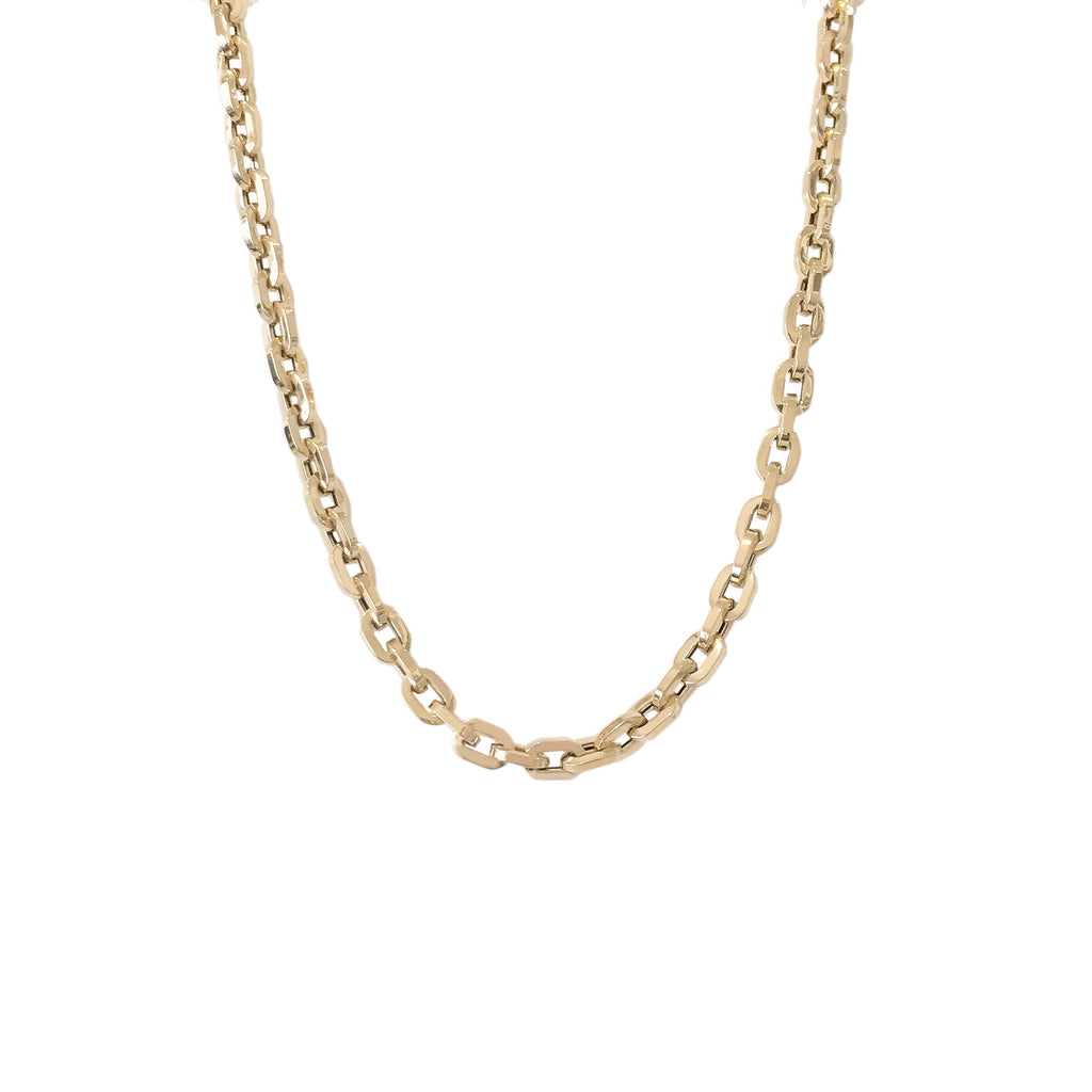 14K Gold Thick Flat Oval Rolo Link Chain Necklace, Small Size