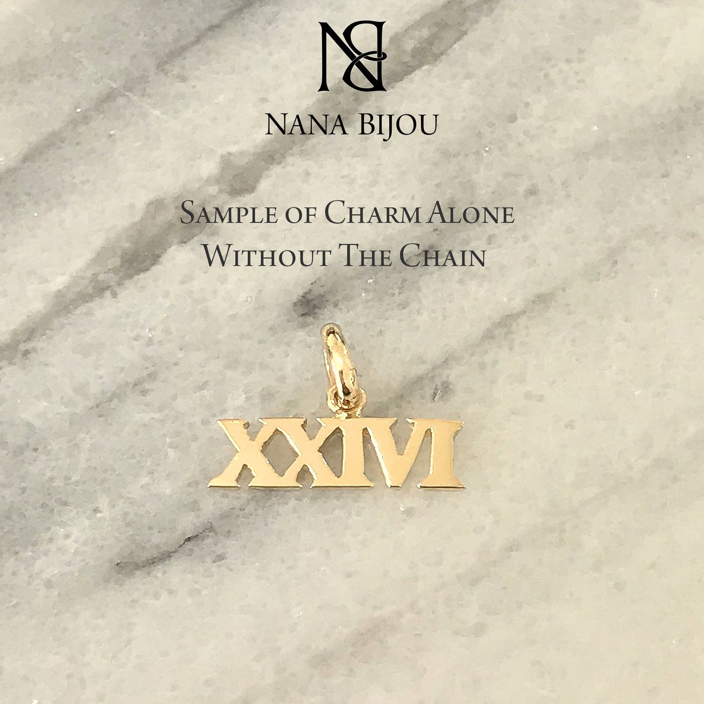 14K Gold Roman Numerals Charm Pendant Necklace