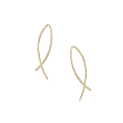 14K Gold Small Size Arch Threader Wire Earrings