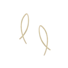 14K Gold Small Size Arch Threader Wire Earrings