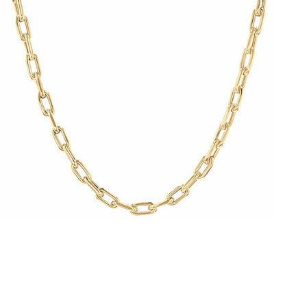 14K Gold Thick Oval Link Necklace, Small Size Links