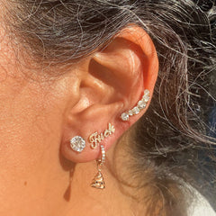 14K Gold Black Diamond Poop Emoji Stud Earrings