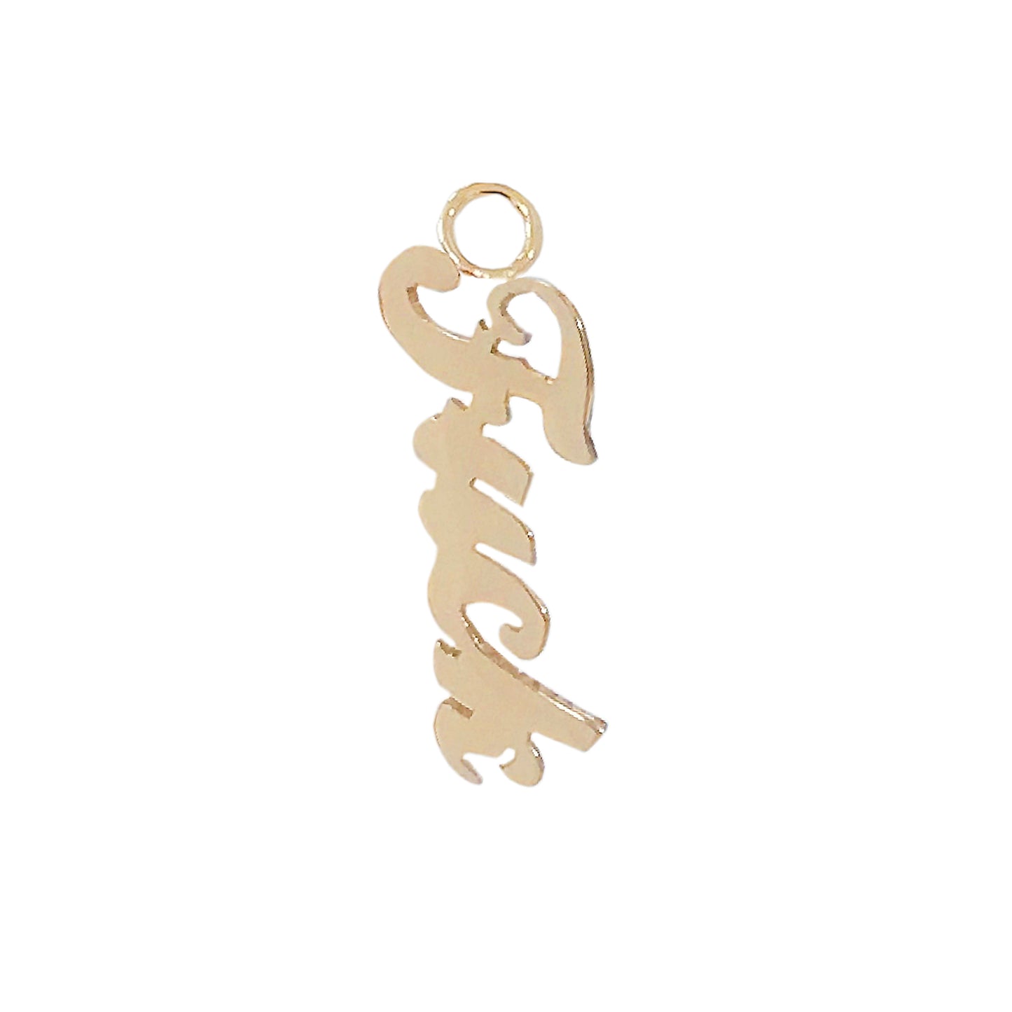 14K Gold 'Fuck' Earring Hoop Charm, Script Font