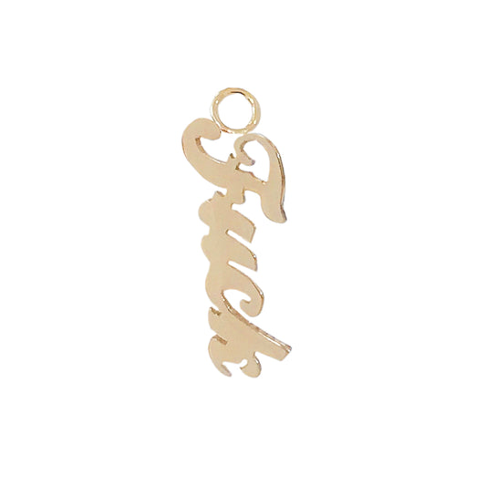 14K Gold 'Fuck' Earring Hoop Charm, Script Font