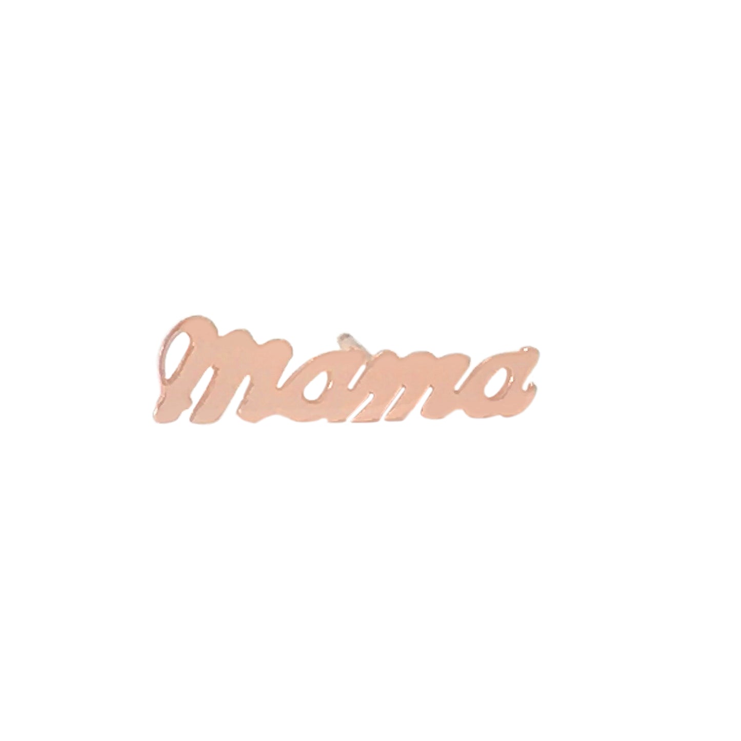 14K Gold 'Mama' Stud Earrings, Script Font