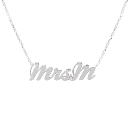 14K Gold Mrs. Nameplate Pendant Necklace ~ Script Font