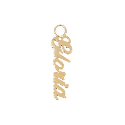 14K Gold Nameplate Earring Hoop Charm, Script Font