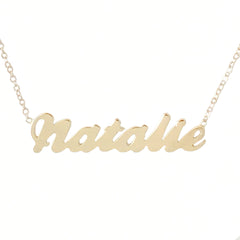 14K Gold Nameplate Pendant Necklace ~ Script Font